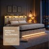 Gdood Polsterbett Doppelbett Stauraumbett LED USB (1-tlg, Leinenmaterial Polsterbett mit RGB Beleuchtung, 160x200 cm), Stauraumbett Hydraulisches Jugendbett Bild 4