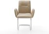 Freischwinger Vinja-Flex Mikrofaser Beige Vintage Freischwinger rund Edelstahl Bild 2