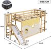 Etagenbett 90x200 cm aus Kiefer & MDF mit Rutsche, Treppe, Fallschutz und Vorhang, natur Bild 4