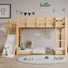 Etagenbett 90x200 cm aus Kiefer & MDF mit Rutsche, Treppe, Fallschutz und Vorhang, natur Bild 3