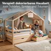 Bellabino 'Abia' Hausbett 90x200 cm mit Matratze und 2 Schubladen, natur, Kiefer Massivholz, Montessori Kinderbett mit Stauraum, inkl. Rausfallschutz und Lattenrost Bild 5