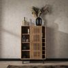 Weinschrank Fovale aus massivem Akazienholz, modernes Lamellen-Design, Natur, mit Schiebetür Bild 2