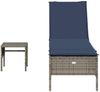 vidaXL Sonnenliege mit Tisch und Kissen Grau Poly Rattan 4002734 Bild 4