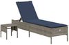 vidaXL Sonnenliege mit Tisch und Kissen Grau Poly Rattan 4002734 Bild 2