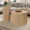 Couchtisch-Set rund B 60/30 x T 60/30 x H 38,5/56 cm, MDF natur, 3D-Streifen Bild 2