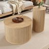 Couchtisch-Set rund B 60/30 x T 60/30 x H 38,5/56 cm, MDF natur, 3D-Streifen Bild 3