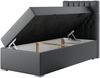 Boxspringbett PERA, Polsterbett mit Kopfstütze, gepolsterte Kopfstütze, Einzelbett, 90x200 - Dunkelgrau Kunstleder - rechts - H4 Bild 3