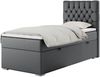 Boxspringbett PERA, Polsterbett mit Kopfstütze, gepolsterte Kopfstütze, Einzelbett, 90x200 - Dunkelgrau Kunstleder - rechts - H4 Bild 2