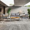 Merax Gartenlounge-Set für 4 Personen, Gartenmöbel Set mit bequemem Kissen, Doppelsofa, 2 Sessel und Tisch, Outdoor, Rattan, Tisch und Stühle, grau Bild 5