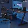Ergonomischer Gaming Stuhl Stoff Schwarz Fußstütze Lordosenstütze Bild 2