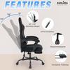 Ergonomischer Gaming Stuhl Stoff Schwarz Fußstütze Lordosenstütze Bild 5