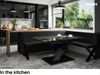 MEBLINI Eckbank für Esszimmer - Küchenbank - Essecke - Sitzecke Küche - PETER - X-Beine 142x196x87cm Rechts - Schwarz Kunstleder Bild 2