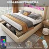 Beiges Polsterbett 140x200 cm Mit LED Beleuchtung Und Hydraulischem Stauraum Doppelbett Mit USB Type C Anschlüssen 250 Kg Tragkraft Bild 4