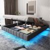 Furnishings Home Polsterbett hydraulisches Doppelbett mit Stauraum + LED-Licht (Set, Set, Bett), Hausbett, mit Bettkasten 180x200cm Leinen Bild 5