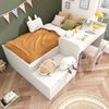 Bett 90x200 cm mit Schreibtisch und Stauraum – Massivholz/MDF, weiß Bild 5