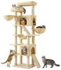 FEANDREA Kratzbaum XXL für Große Katzen mit 7 Ruhezonen und Sisal 55 x 45 x 206 cm Beige Bild 2