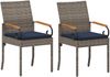vidaXL Gartenstühle 2 pcs Grau und Marineblau Poly-Rattan und Akazie 42025883 Bild 2