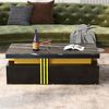 Couchtisch 100x50x40 cm mit Marmorplatte, 2 Schubladen & Goldleiste in Schwarz Bild 4