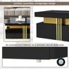 Couchtisch 100x50x40 cm mit Marmorplatte, 2 Schubladen & Goldleiste in Schwarz Bild 5