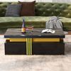 Couchtisch 100x50x40 cm mit Marmorplatte, 2 Schubladen & Goldleiste in Schwarz Bild 4