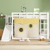 Kinder Etagenbett 90x200 mit Rutsche und Treppe, Hochbett mit Vorhang, Spielbett Schlafbett Kinderzimmermöbel, weiß Bild 4