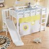 Kinder Etagenbett 90x200 mit Rutsche und Treppe, Hochbett mit Vorhang, Spielbett Schlafbett Kinderzimmermöbel, weiß Bild 2