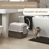 Katzenklo mit Deckel Schaufel und Aktivkohlefilter - Katzenklo Haube kippbar - Große Katzentoilette mit Zubehör XL Katzen Toilette Katzenklo geschlossen Katzen Klo Bild 4