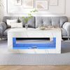 Couchtisch 100x50x50 cm mit LED-Beleuchtung und offenem Ablagefach – Wohnzimmertisch in Weiß mit Hochglanzplatte Bild 4