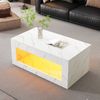 Couchtisch 100x50x50 cm mit LED-Beleuchtung und offenem Ablagefach – Wohnzimmertisch in Weiß mit Hochglanzplatte Bild 3