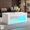 Couchtisch 100x50x50 cm mit LED-Beleuchtung und offenem Ablagefach – Wohnzimmertisch in Weiß mit Hochglanzplatte Bild 2