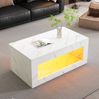 Couchtisch 100x50x50 cm mit LED-Beleuchtung und offenem Ablagefach – Wohnzimmertisch in Weiß mit Hochglanzplatte Bild 5
