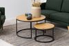 Modernes 2er Set Couchtisch MARMO 80cm natur Wildeiche-Look schwarz Metall Bild 2