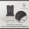 KHG Esszimmerstuhl Schwingstuhl Kunstleder Dunkelgrau, Freischwinger Metall verchromt, Küchenstuhl, Essstuhl, Polsterstuhl, für Esszimmer Küche Büro Bild 4