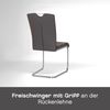 KHG Esszimmerstuhl Schwingstuhl Kunstleder Dunkelgrau, Freischwinger Metall verchromt, Küchenstuhl, Essstuhl, Polsterstuhl, für Esszimmer Küche Büro Bild 5