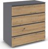 rauch Joel-Extra, Kommode, 4 Schubladen, Farbe Grau metallic/Eiche Artisan, BxHxT 80x81x42cm Bild 3