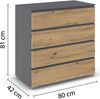 rauch Joel-Extra, Kommode, 4 Schubladen, Farbe Grau metallic/Eiche Artisan, BxHxT 80x81x42cm Bild 4