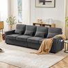 Familien Sofa mit ergonomischen Lendenkissen, Leinen, 264x83x87 cm, Dunkelgrau Bild 5