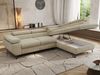 MKS Möbel 'Pablo L-Form' Ecksofa mit Schlaffunktion, verstellbare Kopfstützen, Beige, Schenille glatt, T25 Topper, Rechts Bild 3