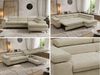 MKS Möbel 'Pablo L-Form' Ecksofa mit Schlaffunktion, verstellbare Kopfstützen, Beige, Schenille glatt, T25 Topper, Rechts Bild 2