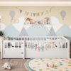 Flieks Kinderbett, Bodenbett Massivholzbett 90x190cm mit Gitter und Lattenrost Bild 1