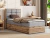 Boxspringbett ALBERO 1 90x200 mit Stauraum, 7-Zonen Multipocket Matratze H4, Bettkasten mit Federautomat, Öffnungsseite wählbar, Hotelbett - Hellgrau Velvet - Topper Visco - Links Bild 1