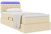 vidaXL Bett mit Stauraum und LED mit Kopfteil Creme 100 x 200 cm Stoff 3371191 Bild 3