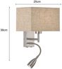 Fischer & Honsel 30320 Wandleuchte Dream mit Leseleuchte Nickel Leinen Sand E27 Bild 4