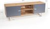 Lowboard Eiche-Dekor Grau 150 x 55 x 40 cm TV-Kommode Modern, Design TV-Schrank Hoch, Fernsehtisch Fernsehschrank mit zwei Türen, Fernsehkommode Wohnzimmer Bild 4
