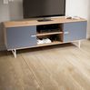 Lowboard Eiche-Dekor Grau 150 x 55 x 40 cm TV-Kommode Modern, Design TV-Schrank Hoch, Fernsehtisch Fernsehschrank mit zwei Türen, Fernsehkommode Wohnzimmer Bild 2