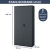 Mehrzweckschrank Metall abschließbar DAWID - Funktionaler Metallschrank | Schließfachschrank Putzmittelschrank Besenschrank Vorratsschrank, 185x90x45cm Anthrazit Bild 2