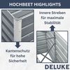 Hochbeet für Garten OSKAR Grau 240x80x77cm Verzinkter Stahl Hochbeet Metall Gartenbeet Kräuterbeet Blumenbeet Beet hoch Frühbeet für Garten Gemüsebeet Bild 4