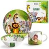 MiaMio Kindergeschirr-Set Jungle Motiv Grün (3-tlg), 1 Personen, Keramik, Teller, Schüssel und Tasse mit Kindermotiv Bild 5