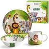 MiaMio Kindergeschirr-Set Jungle Motiv Grün (3-tlg), 1 Personen, Keramik, Teller, Schüssel und Tasse mit Kindermotiv Bild 4