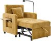 LVHOM Multifunktionaler Schlafsessel mit klappbarer Ablage, Ausziehbares 1-Sitzer Schlafsofa mit Handyhalter und Seitentaschen, Loungesessel, Gelb Bild 2